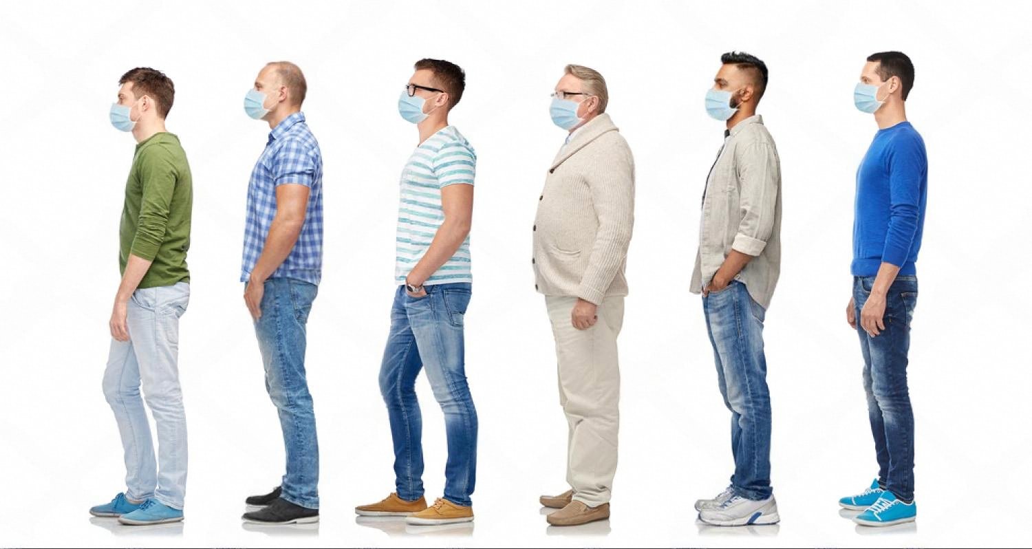 A line of visitors waiting in a public service centre queue in the UAE